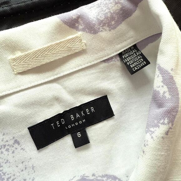 Ted Baker London Purple Dotted White Collared Button-up Shirt Short Sleeves Size - Picture 2 of 4